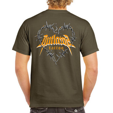 Outlawz Tattoo / Barbwire Logo / T-Shirt / M Green